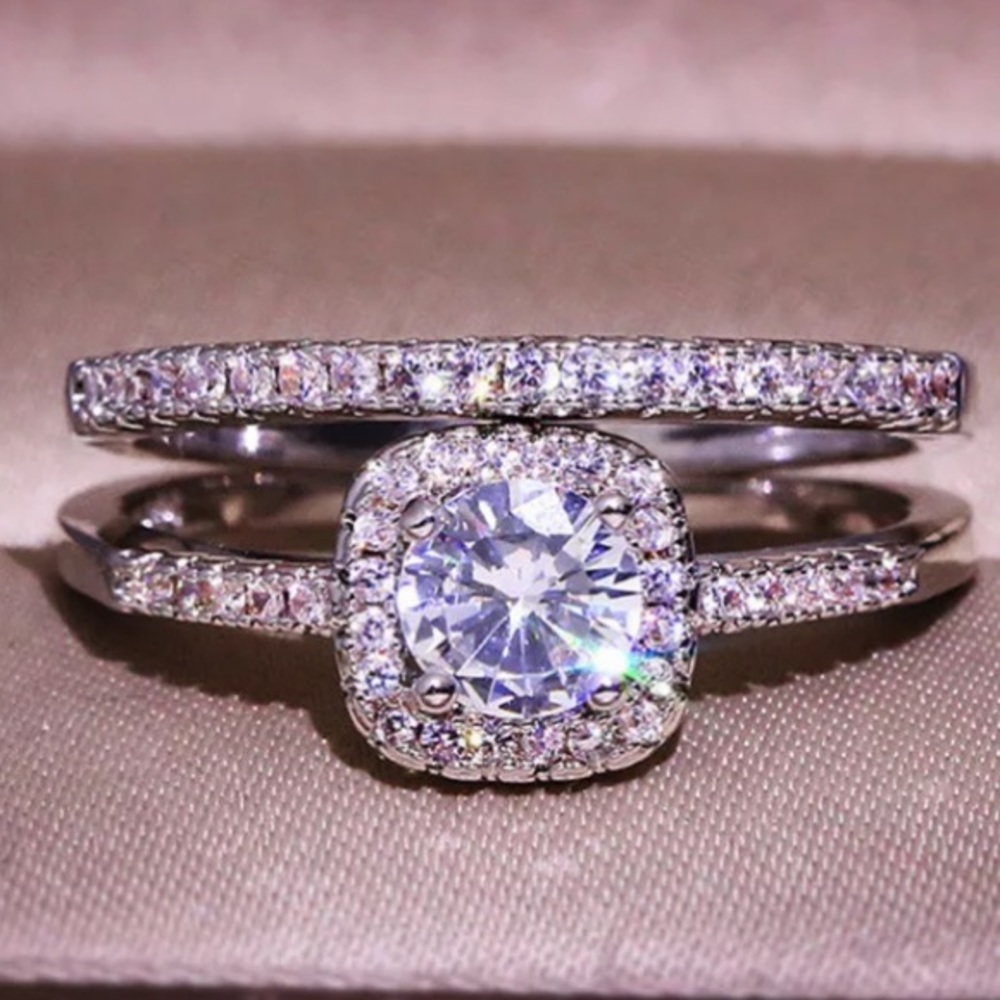 Sterling Silver Engagement Set Ring